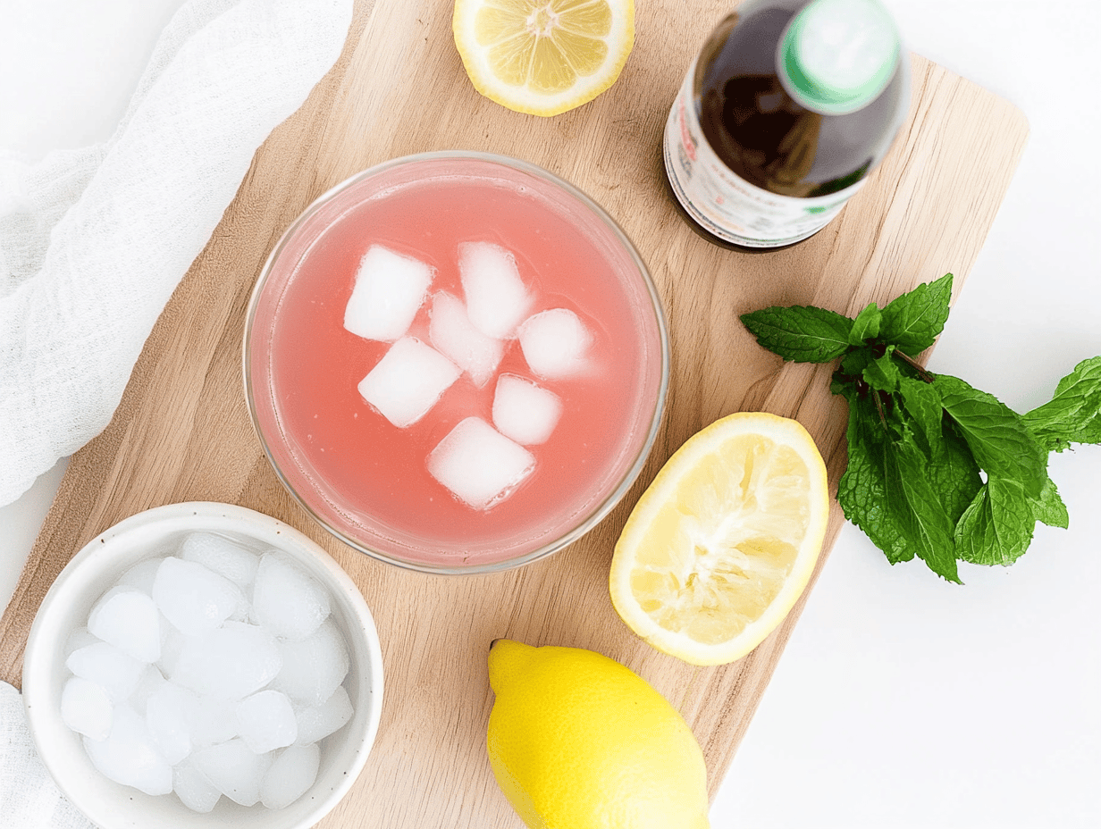Ingredients for Guava Mocktail with Fresh Mint & Lemon