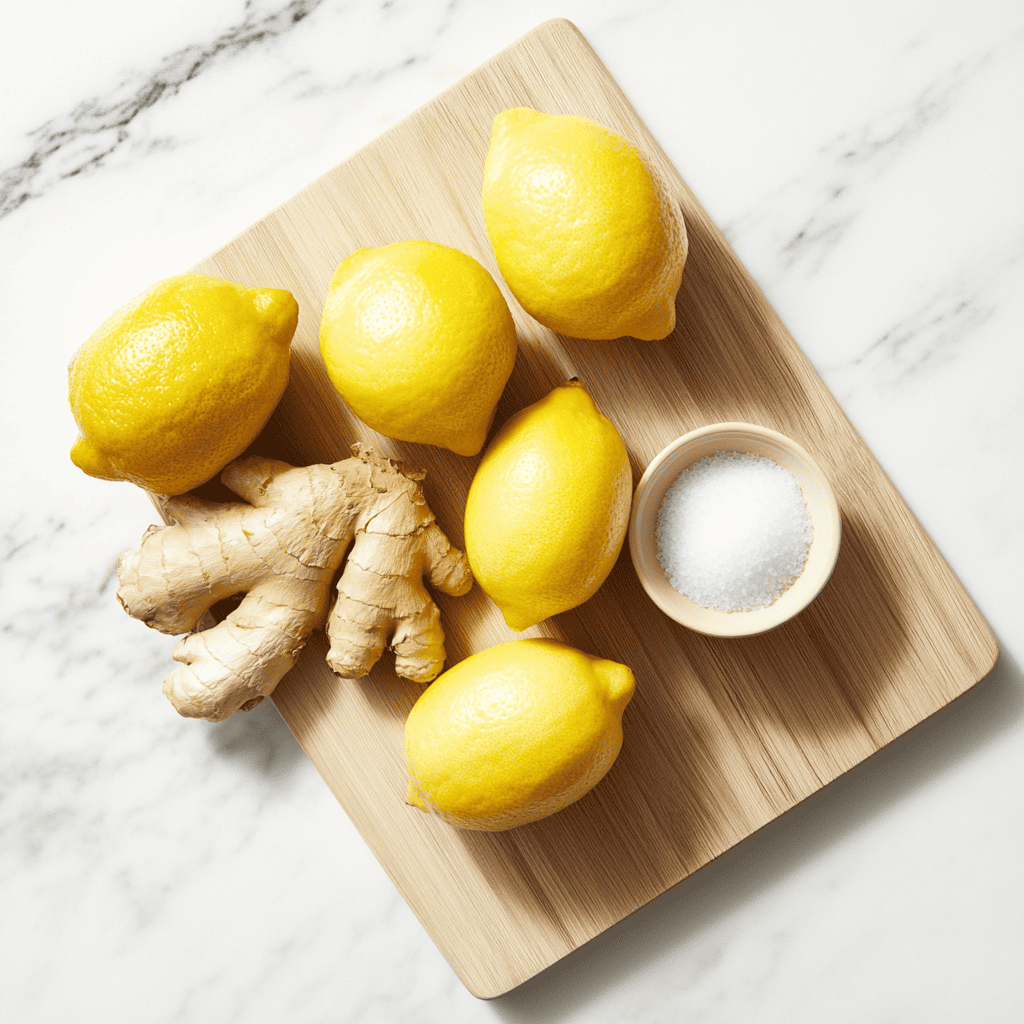 Ingredients for Refreshing Homemade Ginger Lemonade