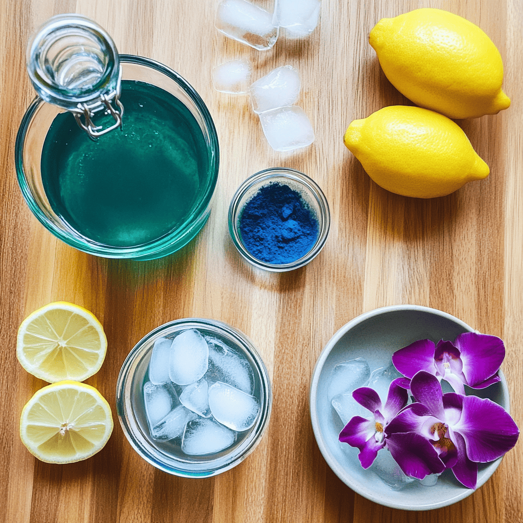 Ingredients for Blue Lagoon Mocktail