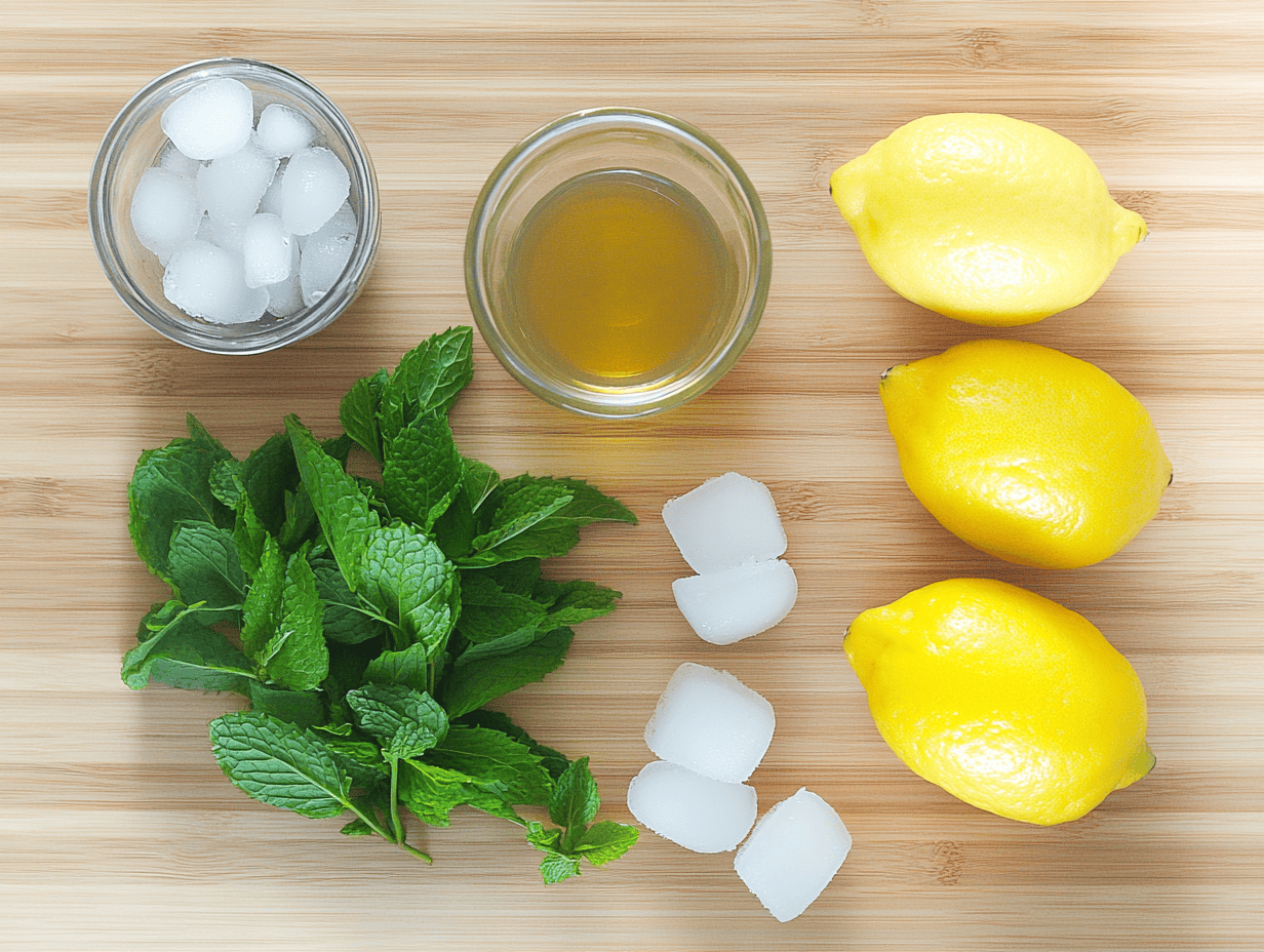 Ingredients for Lemon Mint Mocktail with Coconut Water